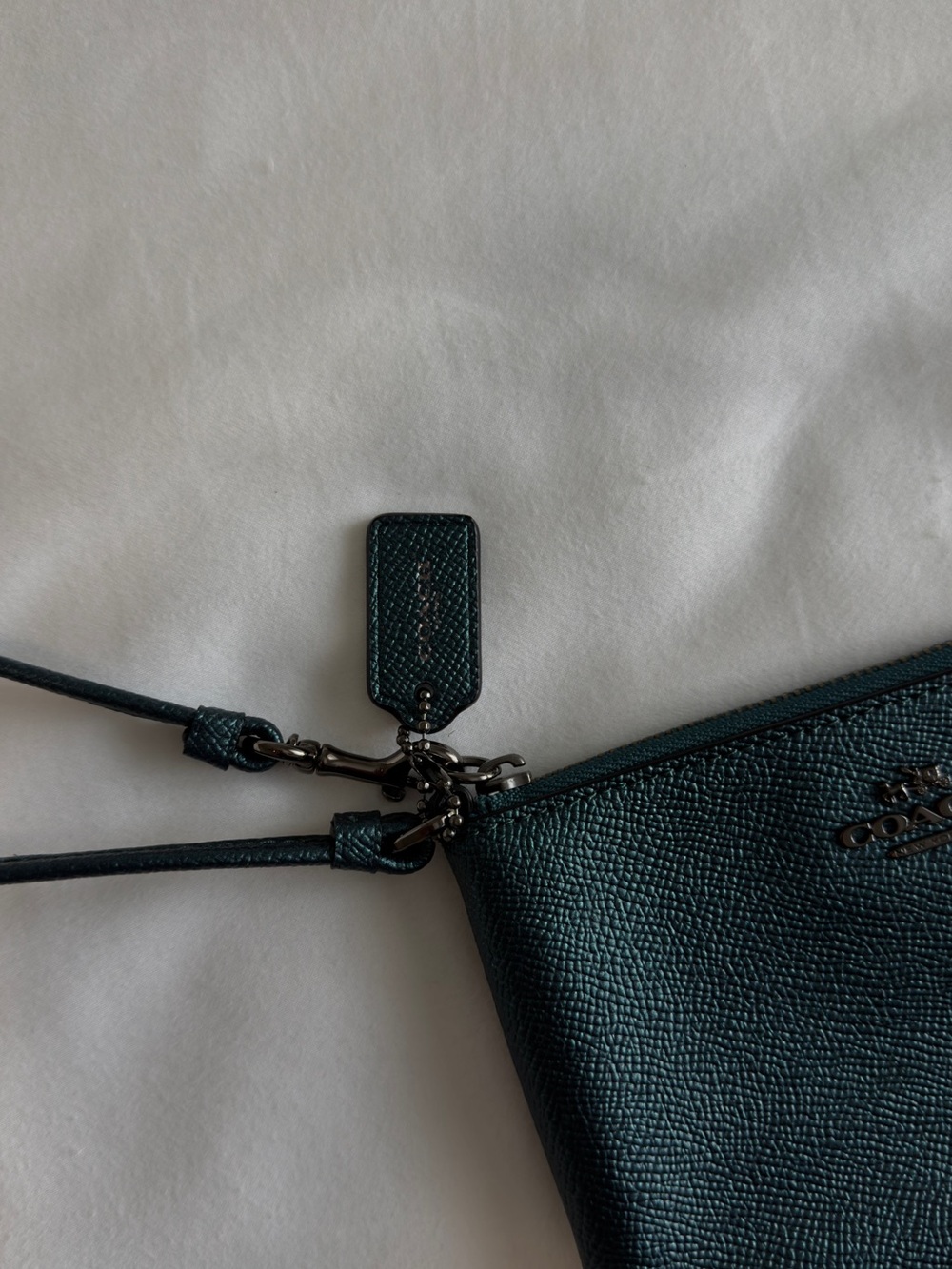 Coach Teal Pebbled Leather Wristlet Clutch - Picture 5 of 5